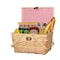Vintiquewise Gingham Lined Woodchip Picnic Basket With Lid and Movable Handles QI003624 - alternate 1